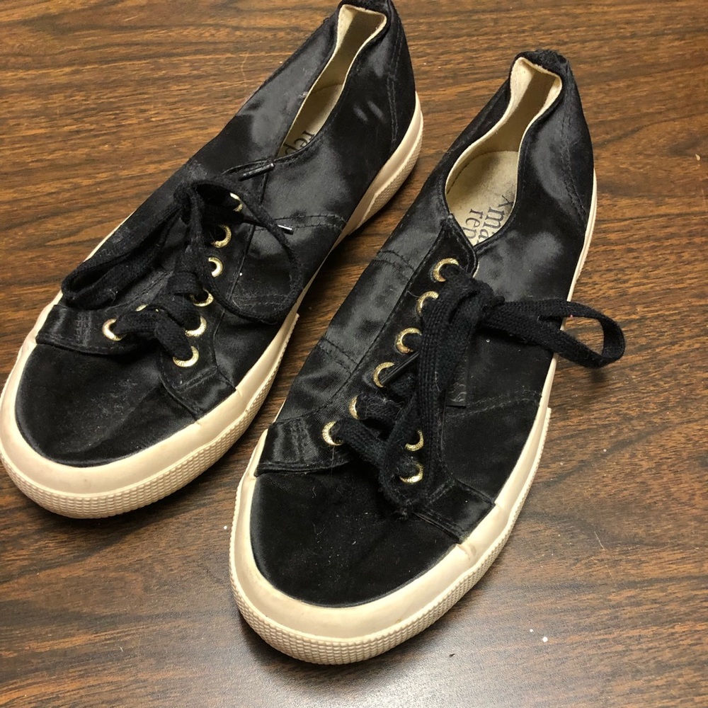 Black Satin Superga X Manrepeller Sneakers Size 40
